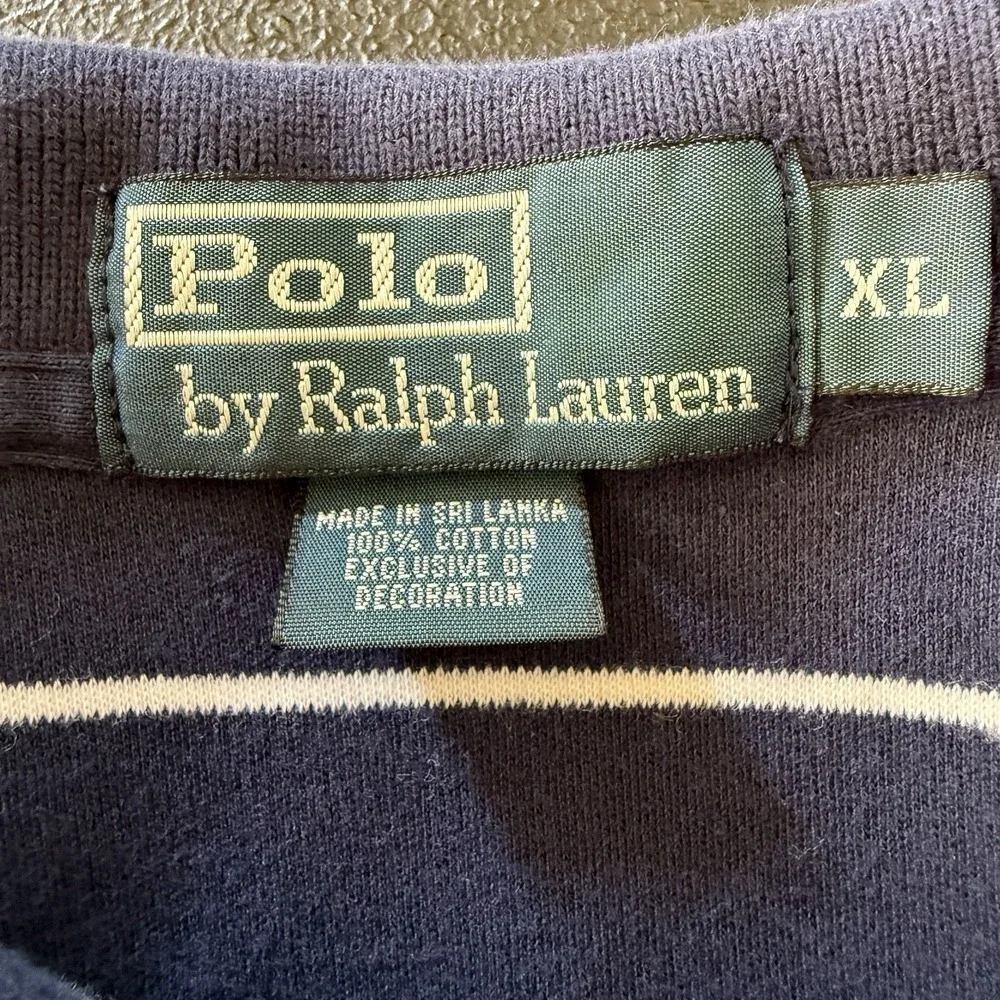 Polo by Ralph Lauren Polo Shirt Mens Size XL Golf Blue White Stripe Short Sleeve
